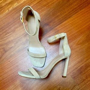 Stuart Weizman almost nudist suede heel sandals